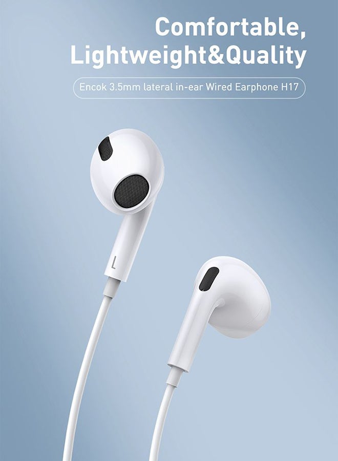 Baseus - Incook H17 In-Ear Wired Earphones Lightweight Design Support HD Voice Calls Compatible with Devices with 3.5mm Jack White White - Image 1
