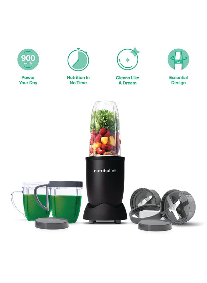 nutribullet 9-Piece Accessories, 900 W Multi-Function High Speed Blender, Mixer System with Nutrient Extractor, Smoothie Maker, 700 ml, NB9-1212AK, 1-Year Warranty, All Black 700 ml 900 W NB9-1212AK All Black - Image 1