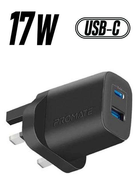 17W High-Speed Dual Port Charger Black