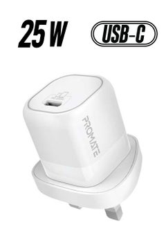 بروميت شاحن حائط بمنفذ USB-C بقدرة 25 وات باللون الأبيض أبيض  - Image 1