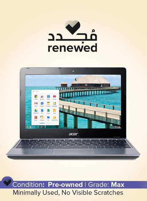 Renewed - Chromebook C720 (2015) Laptop With 11.6-Inch Touchscreen Display,Intel Celeron Processor/4th Gen/2GB RAM/16GB SSD/Integrated Graphics Granite Grey