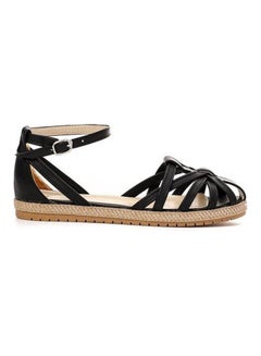 Buckle Closure Leather Sandals Black
