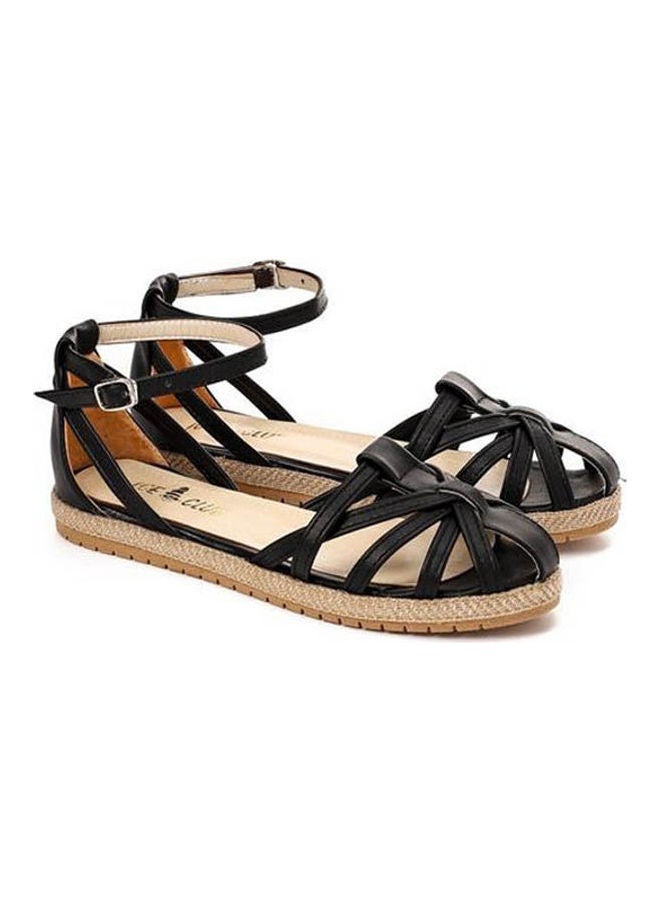 ICE CLUB - Buckle Closure Leather Sandals Black - Image 1