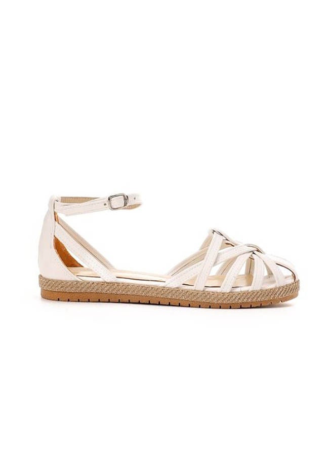 ICE CLUB Buckle Closure Leather Sandals White - Image 1