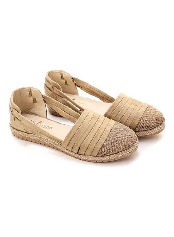 ICE CLUB Slip On Suede & Textile Comfy Flat Shoes Beige  - Image 2