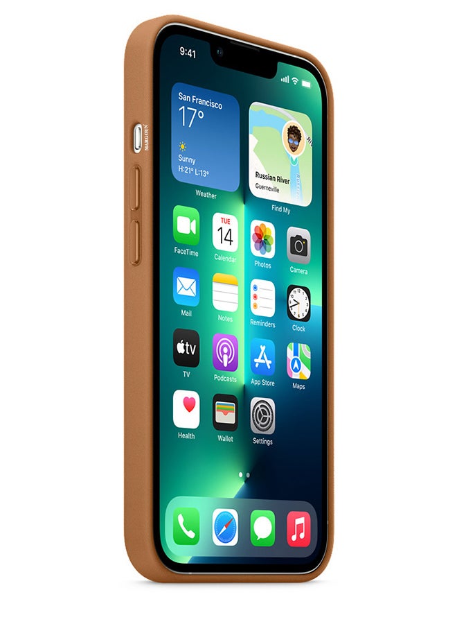 MARGOUN Protective Leather Case Cover With MagSafe for iPhone 13 Pro Brown - Image 2