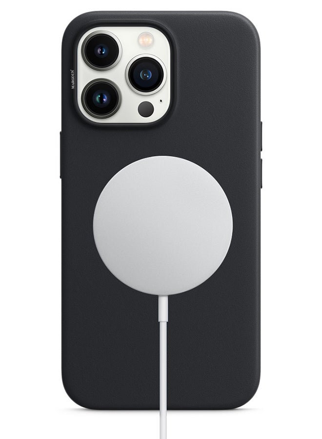 MARGOUN - Protective Leather Case Cover With MagSafe for iPhone 13 Pro Max Black - Image 1