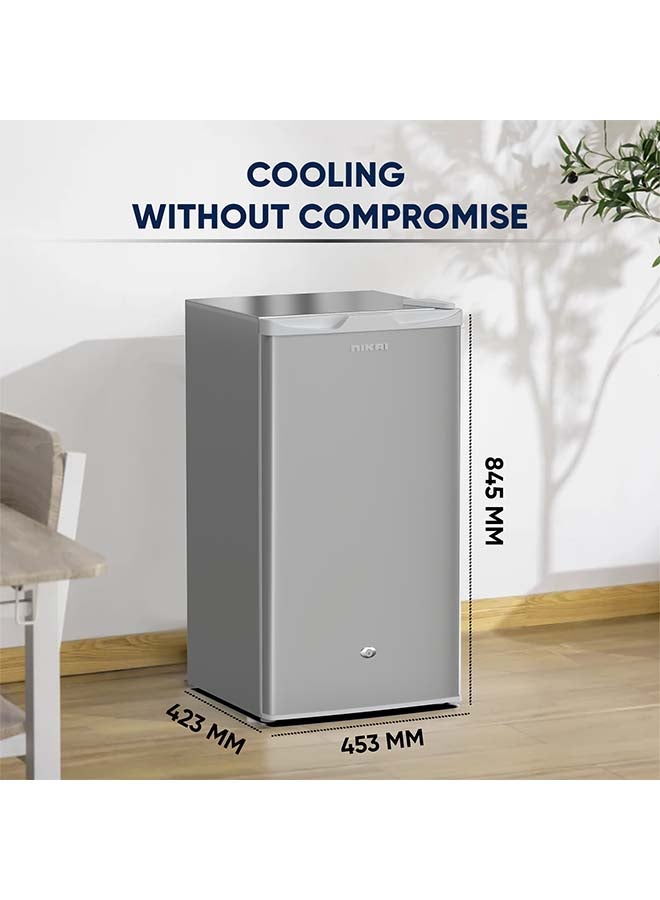 NIKAI - 85 Liter 3 Cubic Feet Mini Refrigerator, Two Removable Glass Shelves, Vegetable Crisper NRF110N23S Silver - Image 1