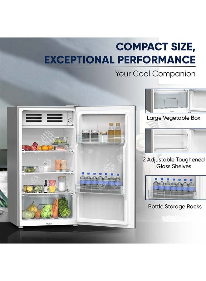 NIKAI - 85 Liter 3 Cubic Feet Mini Refrigerator, Two Removable Glass Shelves, Vegetable Crisper NRF110N23S Silver - Image 1