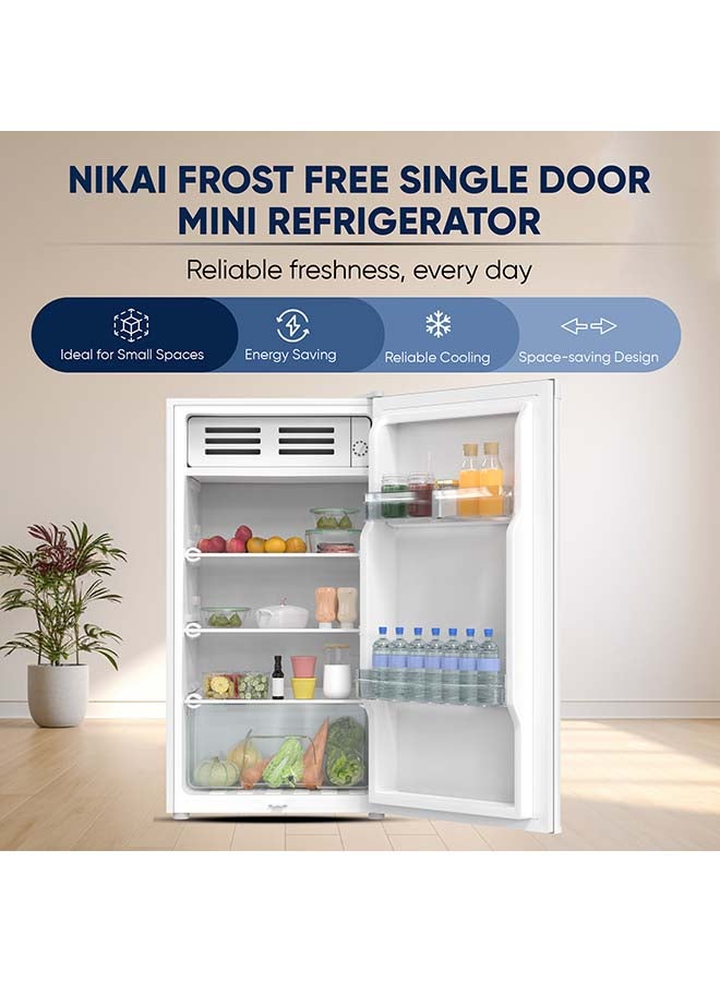 NIKAI - Mini Refrigerator – 85L Net Capacity, 3 Cubic Feet, Energy-Saving Compressor, Large Storage with Vegetable Crisper, Eco-Friendly Design, Adjustable Thermostat NRF110N23W White - Image 1