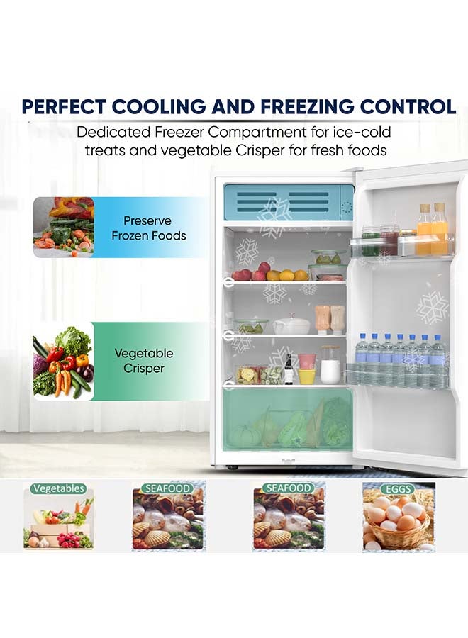 NIKAI - Mini Refrigerator – 85L Net Capacity, 3 Cubic Feet, Energy-Saving Compressor, Large Storage with Vegetable Crisper, Eco-Friendly Design, Adjustable Thermostat NRF110N23W White - Image 1