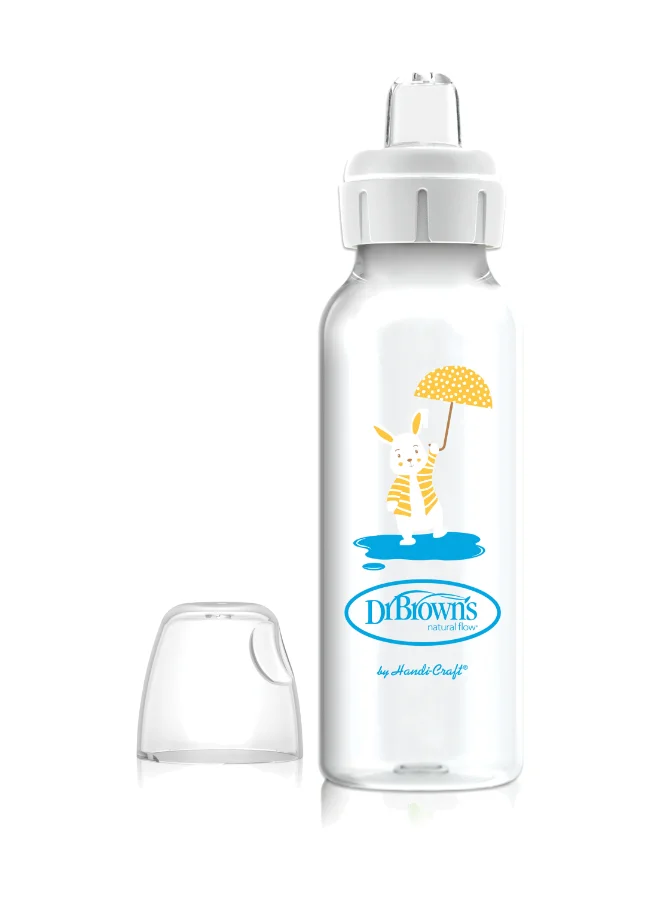 دكتور براونز 8 Oz/250 Ml Anti-Colic Pp Narrow Sippy Spout Bottle, Bunny, 1-Pack