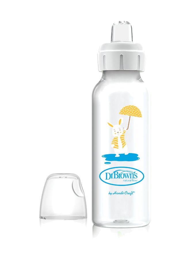 Dr. Brown’s - 8 Oz/250 Ml Anti-Colic Pp Narrow Sippy Spout Bottle, Bunny, 1-Pack - Image 1