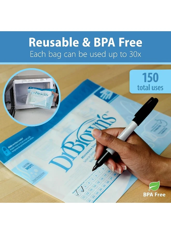 Dr. Brown’s Microwave Steam Sterilizer Bag  (5xReusable Bags)