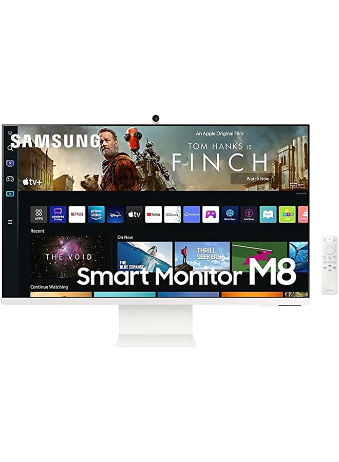 Samsung 32 inch M8 4K UHD Flat Monitor, With Smart TV Experience and Camera, Max 60Hz Refresh Rate, 4ms Gtg Response Time, 16:9 Aspect Ratio, HDR10, IoT Hub, USB-C, Micro HDMI, LS32BM801UMXUE White - Image 1