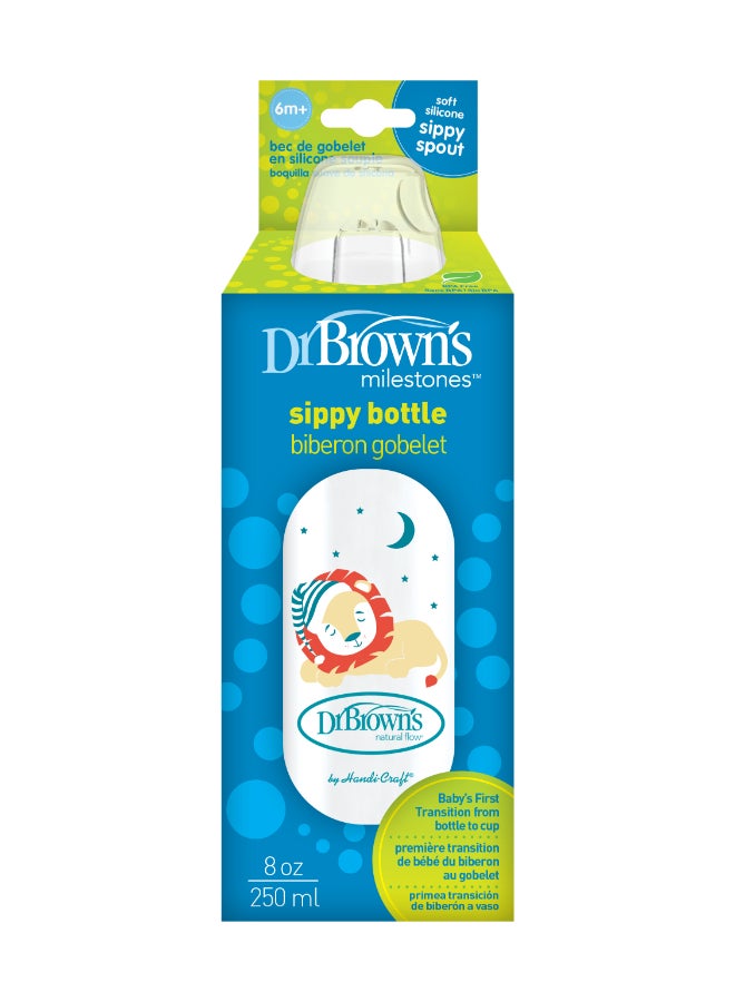 Dr. Brown’s - 8 Oz/250 Ml Anti-Colic Pp Narrow Sippy Spout Bottle, Lion, 1-Pack - Image 1