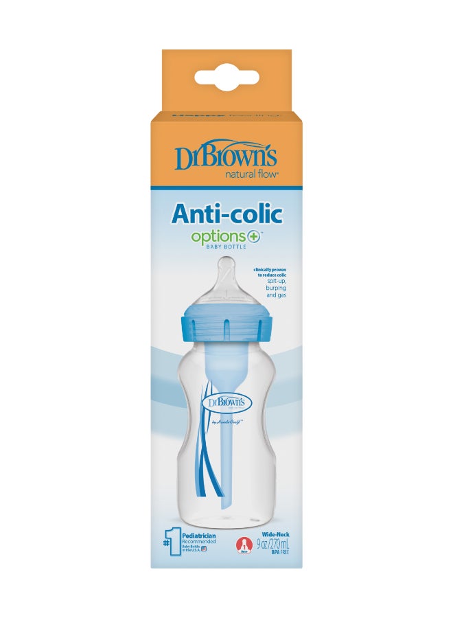 Dr. Brown’s - 9 Oz/270 Ml Pp W-N Anti-Colic Options+ Bottle, Blue, 1-Pack - Image 1