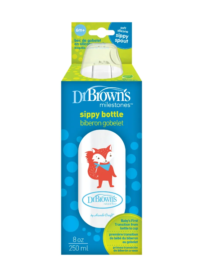 دكتور براونز 8 Oz/250 Ml Anti-Colic Pp Narrow Sippy Spout Bottle, Fox, 1-Pack