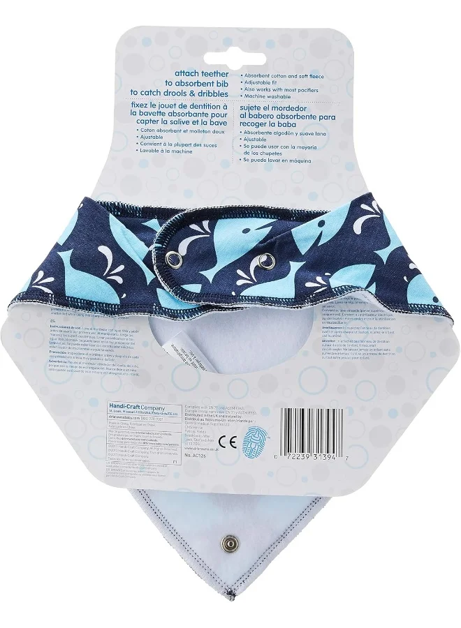 Dr. Brown’s Bandana Bib With Teether, Pack Of 1, Blue Bib With Turquoise Teether - Whales