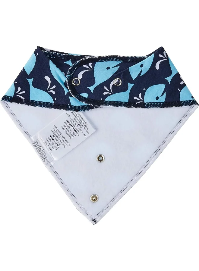 Dr. Brown’s Bandana Bib With Teether, Pack Of 1, Blue Bib With Turquoise Teether - Whales