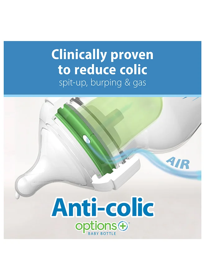 Dr. Brown’s 9 Oz/270 Ml Anti-Colic Pp W-N Options+ Bottle, Blue, 2-Pack