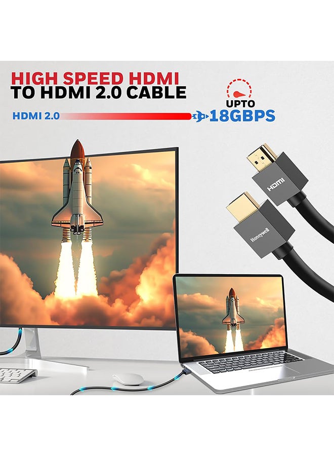 Honeywell - HDMI v2.0, 4K@60Hz Cable With Ethernet, 10 Mtr (32.8 ft), Upto 18GBPS Transfer Speed,High Speed With UHD Resolution, Comaptible With Television, Soundbar, Gaming Console, PC, Laptop Grey-2.0 - Image 1