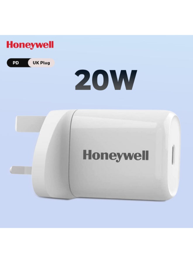 Honeywell - PD 20W USB-C Ultra-Fast Charger Compatible With iPhone 16/15/14/13/12/11 Series, ipad, Google Pixel, Samsung Galaxy And Oneplus, 3 Yrs Manufacturer Warranty White - Image 1