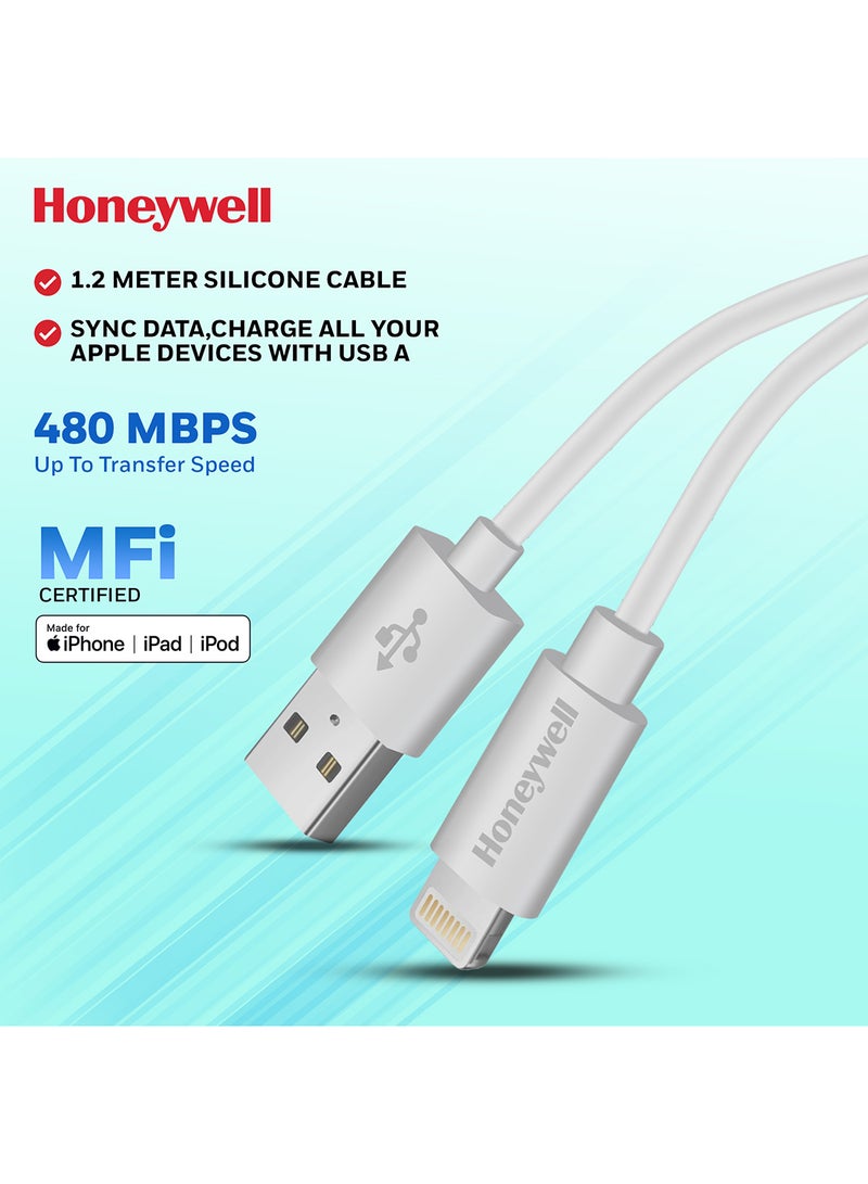 iPhone Lightning Cable 1.2mtr MFI Certified Compatible With iPhone 14/13/12/11 Series, iPad, iPod Upto 480mbps Transfer Speed - Non-Braided Grey/White - pnsku/N53327176A/45/_/1734684899/181f3907-b004-4b74-8b2e-4cf631b16db0