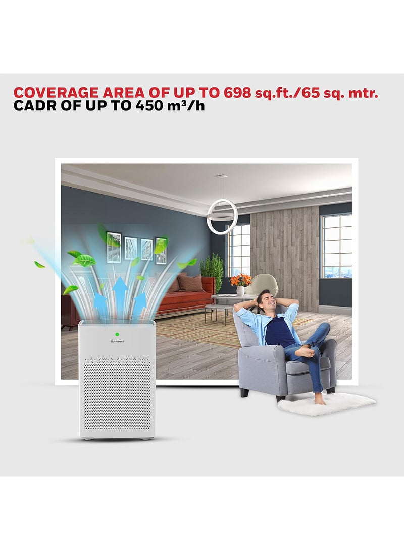 Honeywell - Air Purifier For Home, 4 Stage Filtration, Covers 64 m², H13 HEPA Filter, Activated Carbon, Removes 99.99% Pollutants – Air touch P1 HC000021/AP/P1/UK White - Image 1