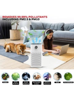 Honeywell Air Purifier For Home, 4 Stage Filtration,Covers 79m², PM2.5 Level Display, UV,WIFI & Alexa,H13 HEPA Filter, removes 99.99% Pollutants, Air Touch-P2 HC000022/AP/P2/UK White  - Image 4