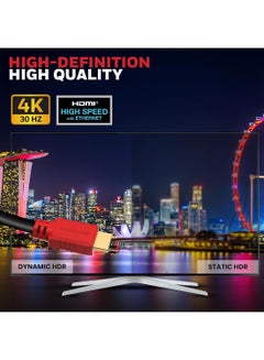 هوني ويل HDMI v2.0, 4K@60Hz Cable With Ethernet, 20 Mtr (65.6 ft), Upto 18GBPS Transfer Speed,High Speed With UHD Resolution, Comaptible With Television, Soundbar, Gaming Console, PC, Laptop Red Black-1.4  - Image 5
