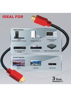 هوني ويل HDMI v2.0, 4K@60Hz Cable With Ethernet, 20 Mtr (65.6 ft), Upto 18GBPS Transfer Speed,High Speed With UHD Resolution, Comaptible With Television, Soundbar, Gaming Console, PC, Laptop Red Black-1.4  - Image 4