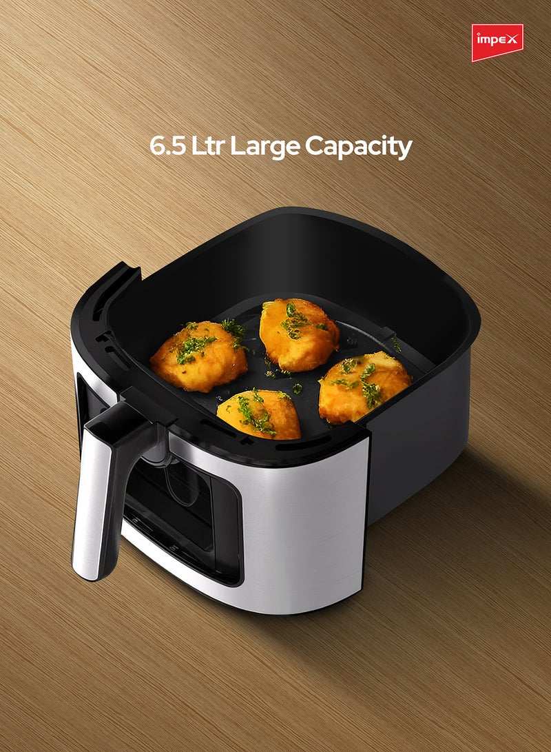 Impex - Mechanical Air Fryer With Temperature Control & 60 mins Timer Overheat Protection 6.5 L 1650 W AF 4304 Black/Silver - Image 1