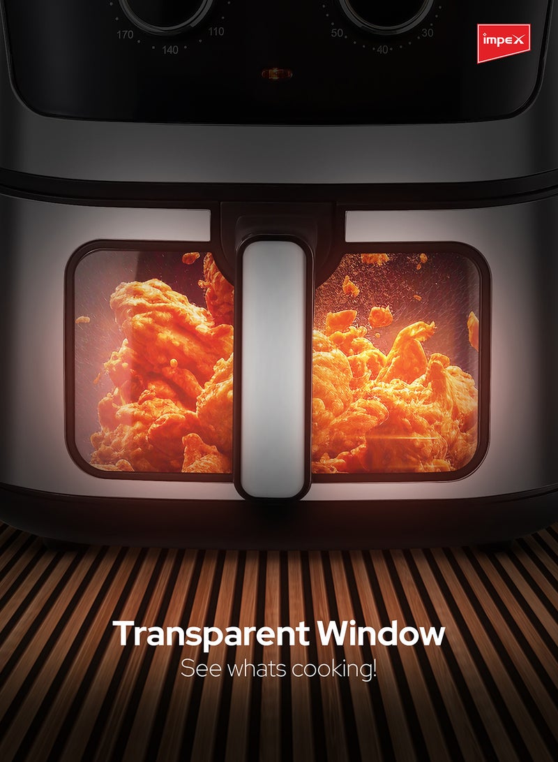 Impex - Mechanical Air Fryer With Temperature Control & 60 mins Timer Overheat Protection 6.5 L 1650 W AF 4304 Black/Silver - Image 1