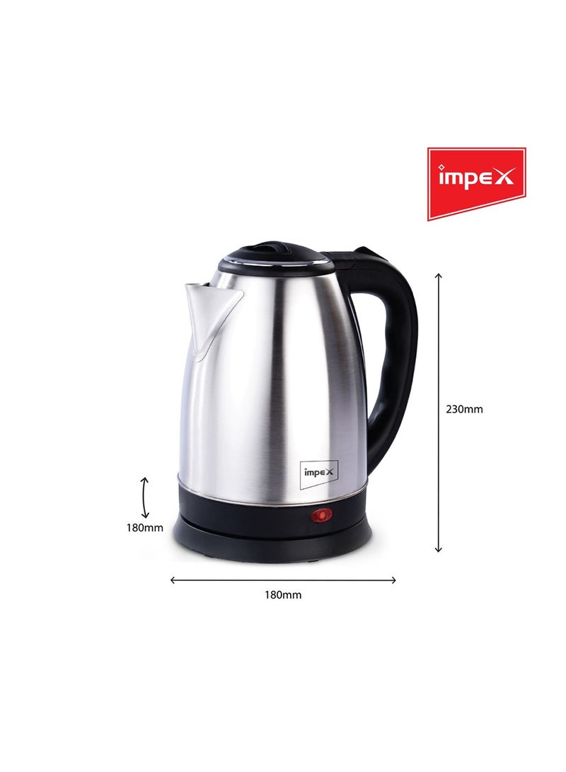 Impex - Stainless Steel Electric Kettle With Triple Thermostat And Heat Resistant Handle 1.8 L 1500 W 1803 Silver - Image 1