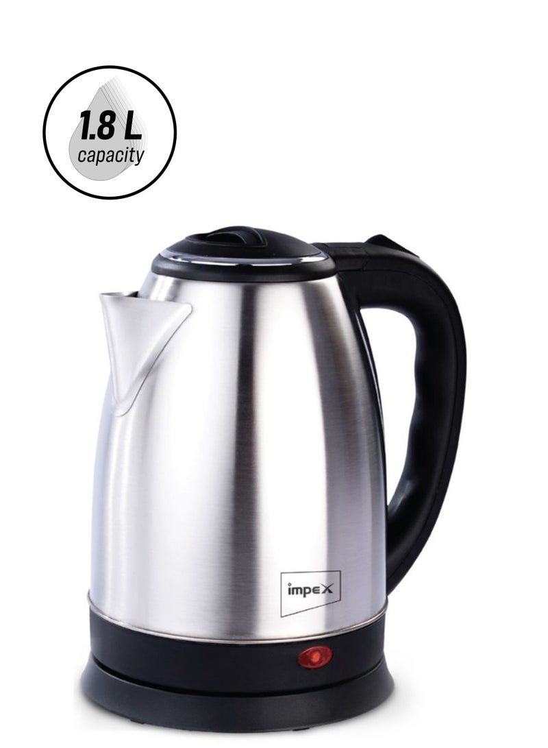 Impex - Stainless Steel Electric Kettle With Triple Thermostat And Heat Resistant Handle 1.8 L 1500 W 1803 Silver - Image 1