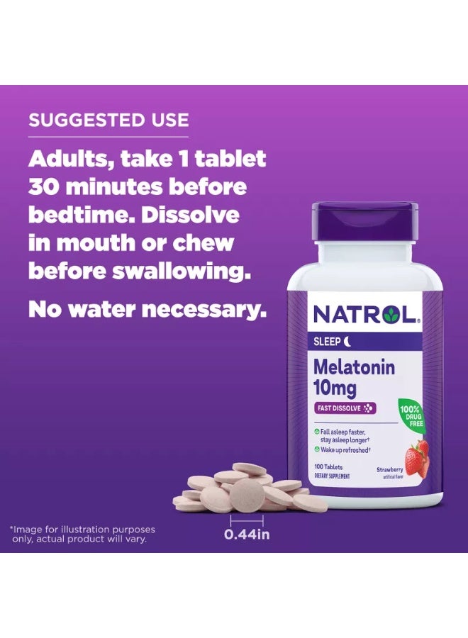 NATROL - Sleep Melatonin 10mg, Fast Dissolve 100 Tablets Packaging May Vary - Image 1