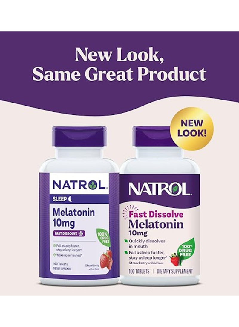 NATROL - Sleep Melatonin 10mg, Fast Dissolve 100 Tablets Packaging May Vary - Image 1