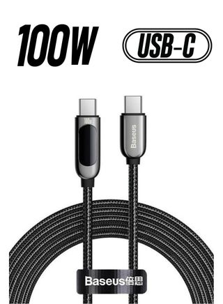 USB C 100W Cable LED Display USB Type C Cable For iPhone 15 Pro/Max,Plus,iPad Pro, MacBook, Xiaomi 10,Huawei, Samsung 5A Fast Charging Charger USBC USB-C Data Cable Type-C Wire Cord (2M,Black) Black - pnsku/N53328563A/45/_/1738233206/cf280653-ec4a-4bff-bc33-4096d524ad6f