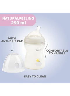 Chicco NaturalFeeling Bottle 250Ml Medium Flow 2M+ Silicone, Neutral  - Image 3