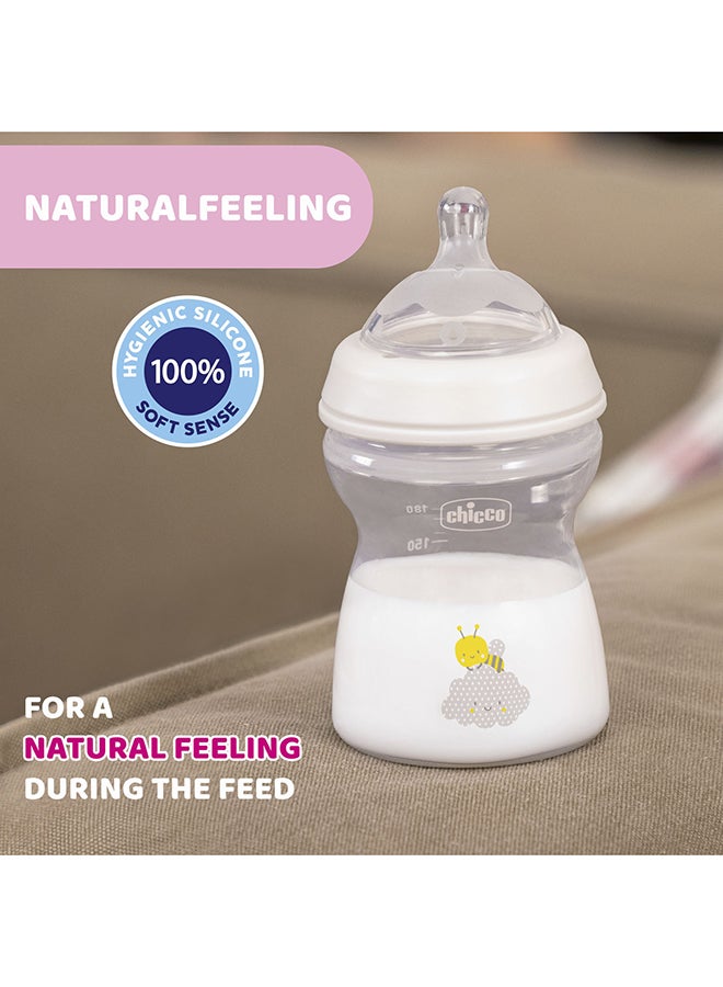 Chicco NaturalFeeling Bottle 250Ml Medium Flow 2M+ Silicone, Neutral - Image 4