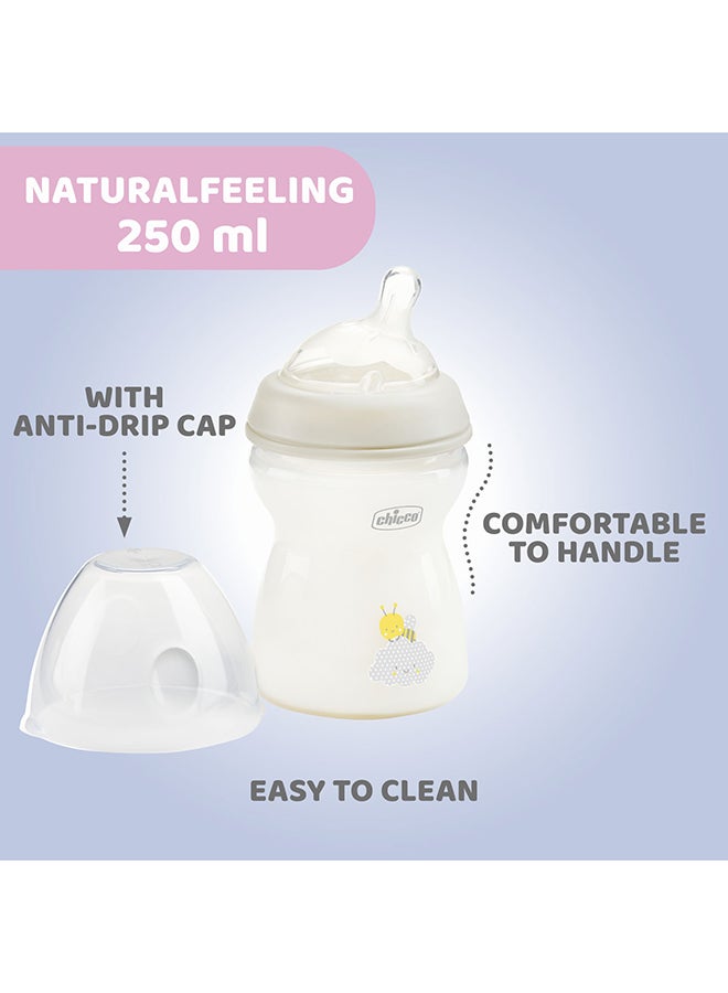Chicco NaturalFeeling Bottle 250Ml Medium Flow 2M+ Silicone, Neutral - Image 3