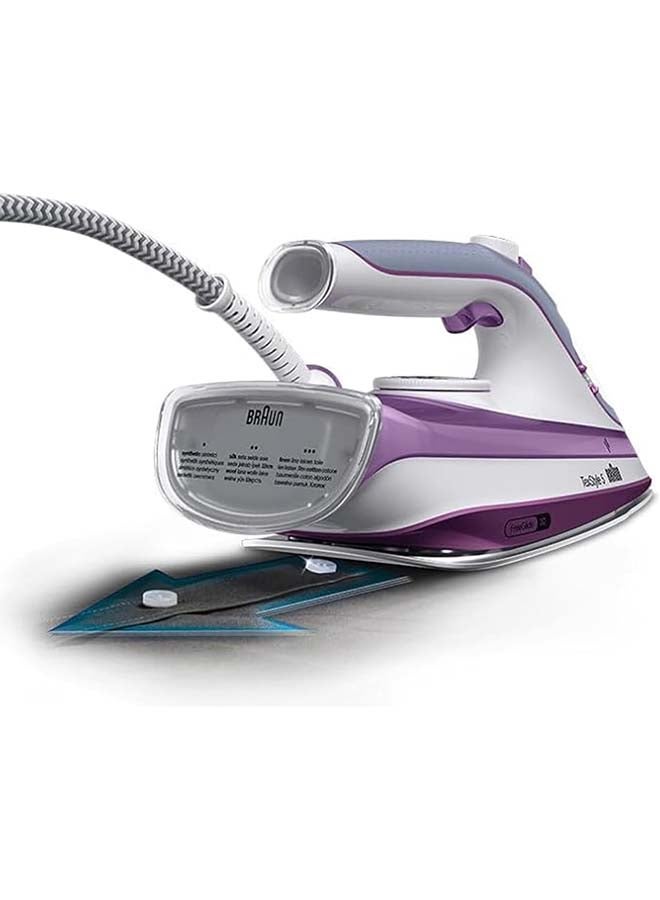 براون مكواة بخار، قاعدة سيراميك، دفعة بخار 200 جرام في الدقيقة، إيقاف تلقائي، مضادة للتنقيط، تنظيف ذاتي، بخاخ ماء 300 ml 2700 W SI5037VI أبيض/بنفسجي - Image 3