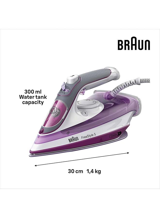 براون مكواة بخار، قاعدة سيراميك، دفعة بخار 200 جرام في الدقيقة، إيقاف تلقائي، مضادة للتنقيط، تنظيف ذاتي، بخاخ ماء 300 ml 2700 W SI5037VI أبيض/بنفسجي - Image 5