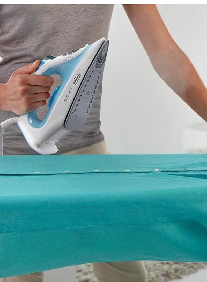 براون مكواة بخار، 120 جرام دفعة بخار في الدقيقة، قاعدة سيراميك، تنظيف ذاتي، مضادة للتنقيط، بخاخ ماء، توفير الطاقة بنسبة 50% 220 ml 2000 W SI1050BL أبيض/ أزرق - Image 5