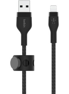 belkin Boost Charge Pro Flex Braided USB Type A To Lightning Cable (1M/3.3FT),MFi Certified Charging Cable For iPhone 14/14 Plus,13,12,Pro,Max,Mini,SE,iPad And More Black  - Image 3