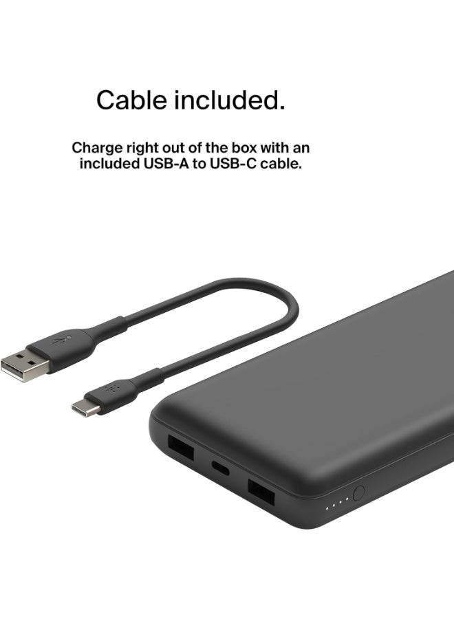 belkin - BoostCharge 20000mAh Power Bank - Fast Charge 3 Ports USB-C 1x, USB-A 2x For Apple iPhone 15/14 Or Older, Google, Samsung, Huawei, iPad Pro/Air/Mini, Airpods, Macbook Black - Image 1