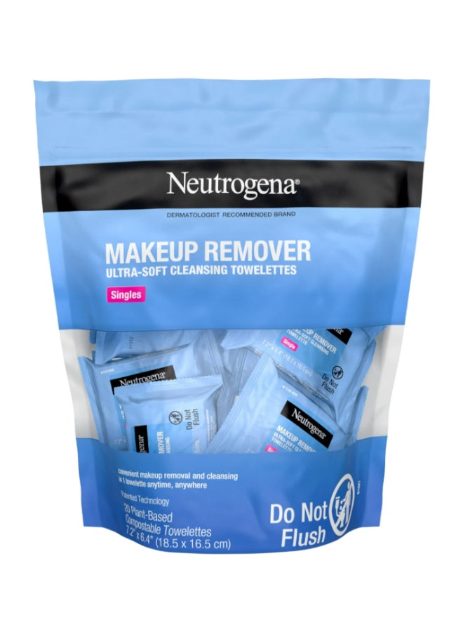 Neutrogena Makeup Remover Ultra-Soft Cleansing Towelettes, 20 Counts Blue 18.5x16.5cm  - Image 1