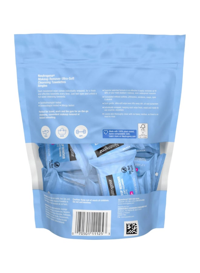 Neutrogena Makeup Remover Ultra-Soft Cleansing Towelettes, 20 Counts Blue 18.5x16.5cm  - Image 2