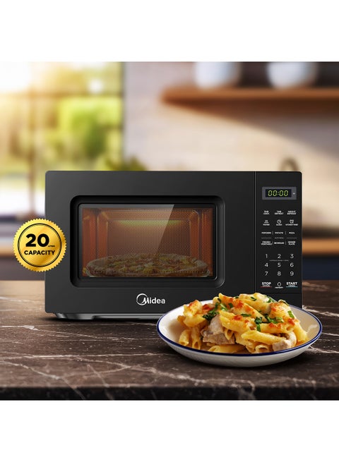 Solo Microwave Oven with Digital Touch Control,Child Lock, Memory Function, Defrost-by-weight-or-time, Fast Reheat, Push Button Door Opening, Best for Home & Office 20 L EM721BK Black